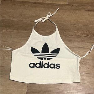 Adidas Cream Halter Top with Black Logo